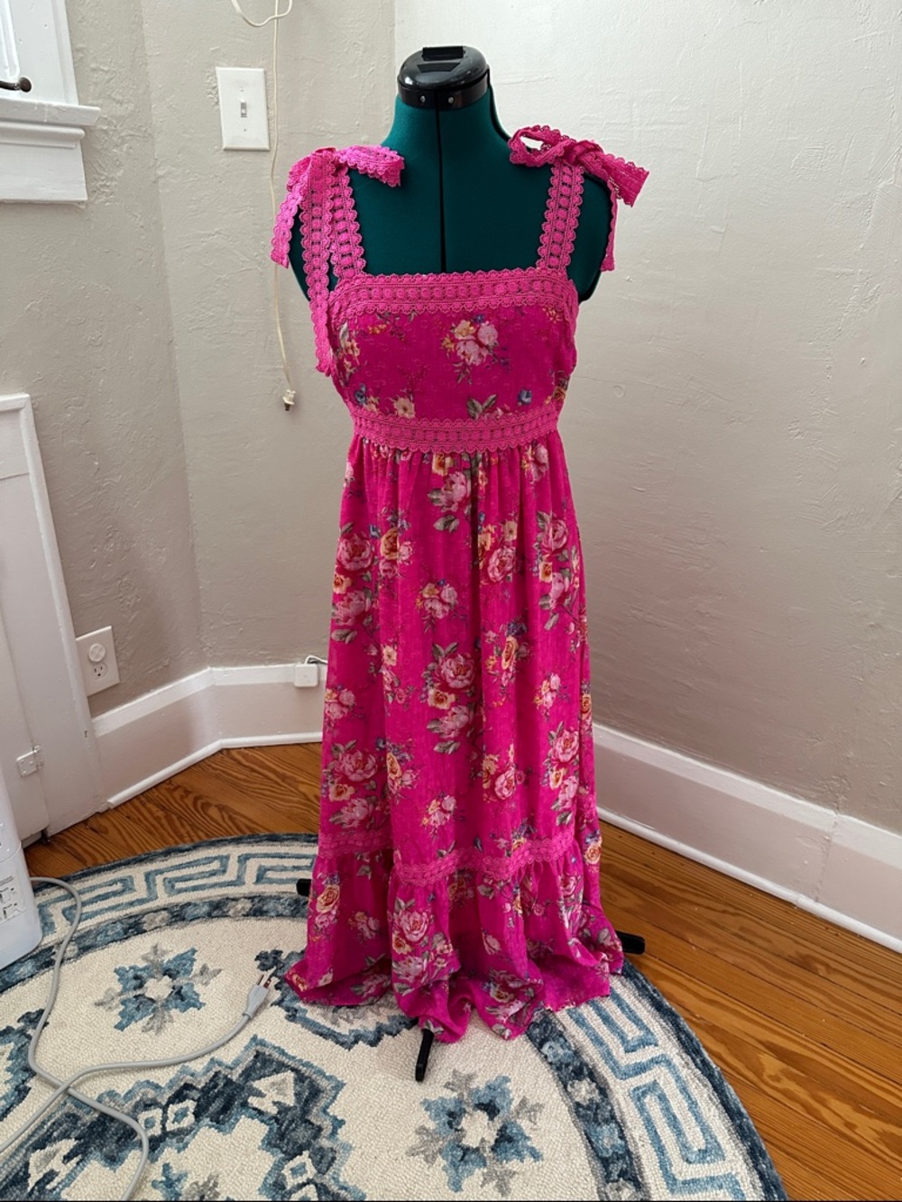 Blu Pepper Pink Floral Tiered Midi Skirt - Picture 2 of 6